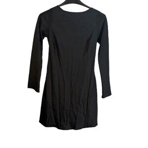 New Abercrombie & Fitch Satin Long-Sleeve Open-Back Mini Black Dress Size Medium